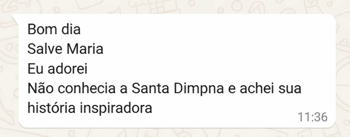 Mensagem de leitor: não conhecia Santa Dimpna e achou sua história inspiradora
